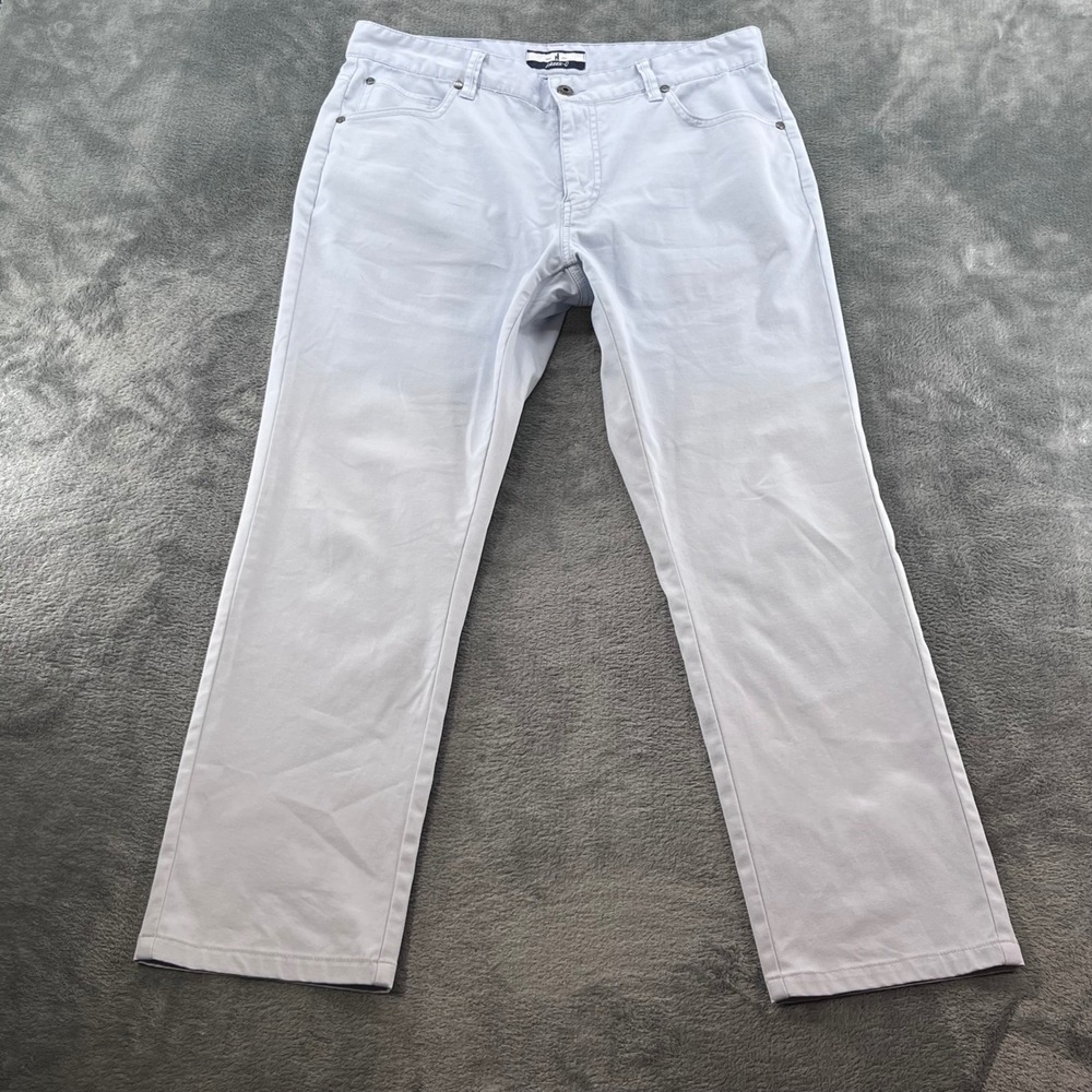 Johnnie-O Mens 32x32 Light Blue 5-Pocket Stretch Straight Leg Pants